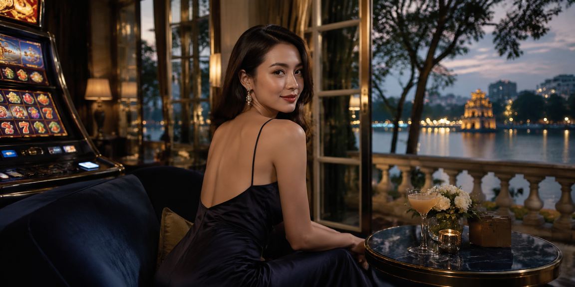 Người dùng Hà Nội chơi Slots trực tuyến tại quán cà phê buổi tối