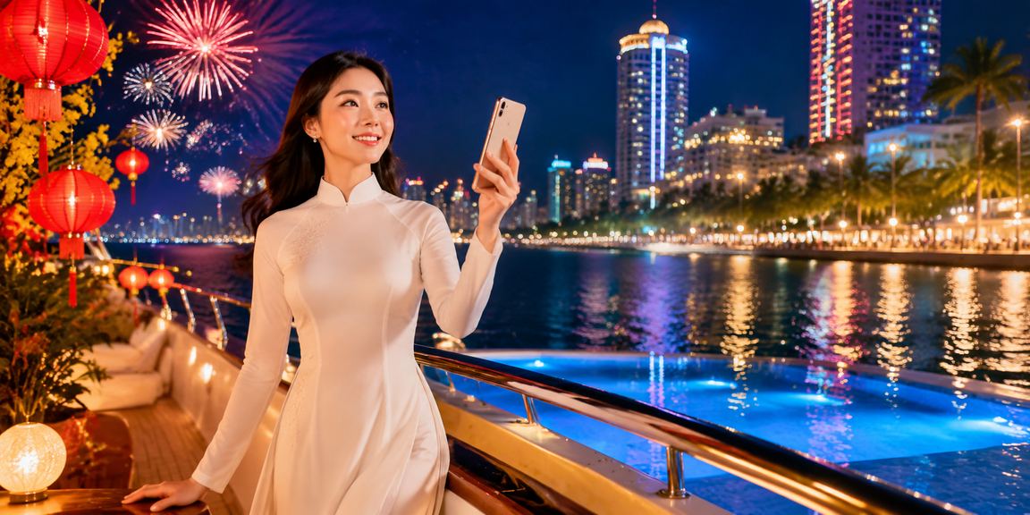 Người dùng Nha Trang truy cập casino di động trong trang phục áo dài