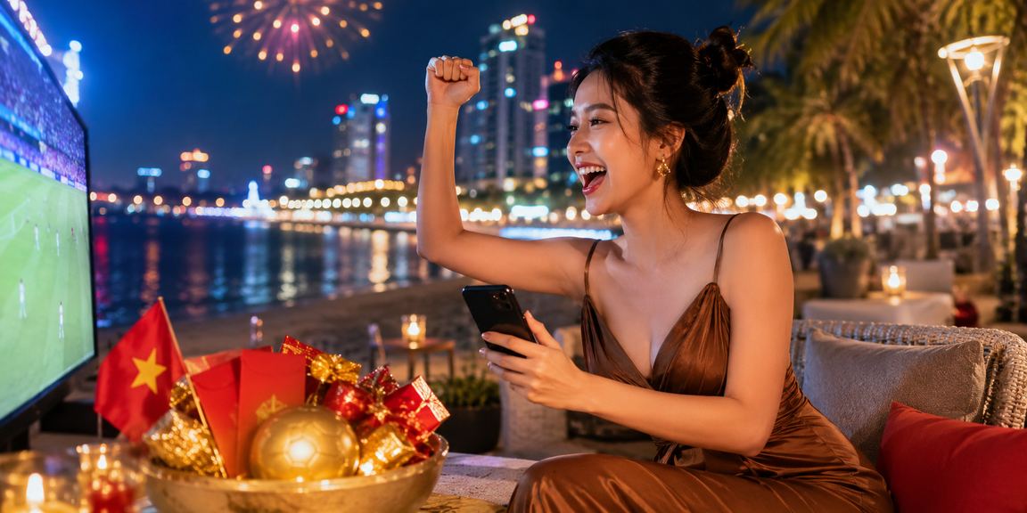 Người dùng Nha Trang đăng ký nhận bonus tại quán cà phê ven biển buổi sáng