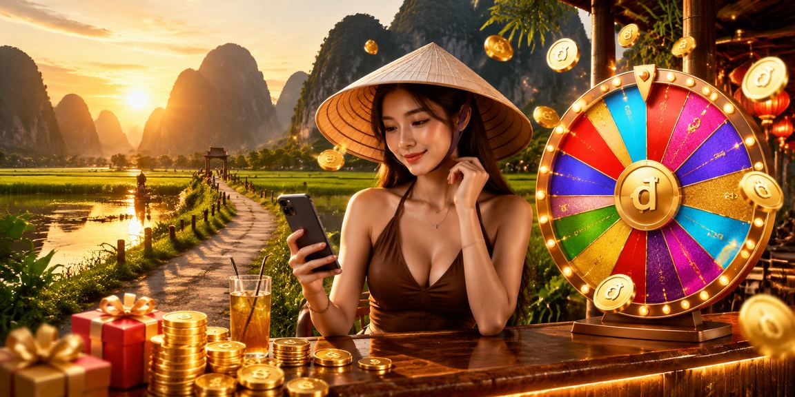 Người chơi tại Ninh Bình tham gia roulette trực tuyến bên cạnh nón lá truyền thống