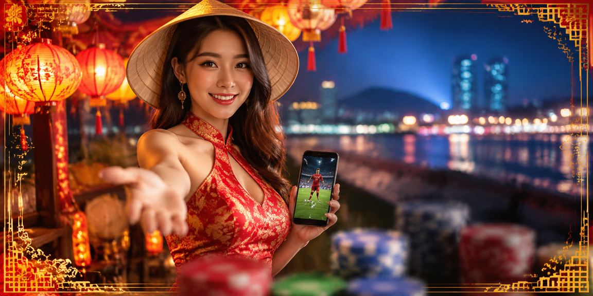 Người dùng tại Vũng Tàu xem thông tin cá cược thể thao tại chợ đêm ven biển